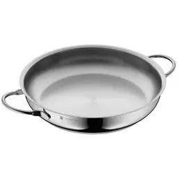 Produktbild: WMF Profi Servier-/ Bratpfanne 24 cm Induktion, Edelstahlpfanne 24 cm unbeschichtet, Cromargan Edelstahl poliert, backofenfest