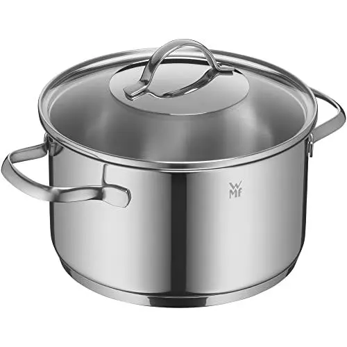 Produktbild: WMF Provence Plus Kochtopf groß 20cm, Glasdeckel, Fleischtopf Induktion 3,3l, Cromargan Edelstahl poliert, unbeschichtet, backofengeeignet