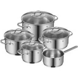 Produktbild: WMF Provence Plus Topfset Induktion 5-teilig, Kochtopf Set mit Glasdeckel, Cromargan Edelstahl poliert, Töpfe Set unbeschichtet
