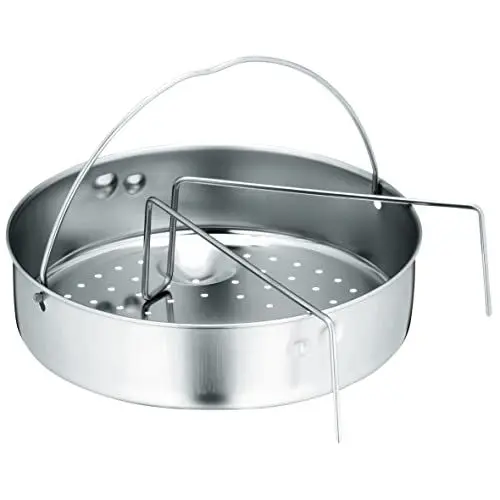 Produktbild: WMF Schnellkochtopf-Zubehör Set 2-teilig, Einsatz gelocht mit Einsatzsteg, für Schnellkochtöpfe 3,0 - 8,5l, Cromargan Edelstahl, spülmaschinengeeignet