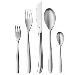 Produktbild: WMF Silk Besteck Set 12 Personen, Essbesteck 60 teilig, Monobloc-Messer, Cromargan Edelstahl mattiert, spülmaschinenfest