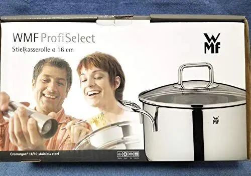 Produktbild: WMF Stielkasserolle 16cm ohne Deckel, Kochtopf klein 1,4l, Milchtopf Induktion, Cromargan Edelstahl, unbeschichtet, backofengeeignet