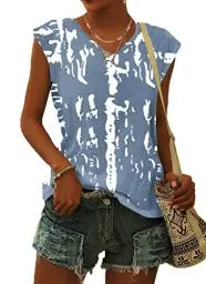 Produktbild: WNEEDU Damen Kurzarm T-Shirt Sommer Tank Top Locker Oberteile Damen Sommer Blusen Weiße Blume XXL