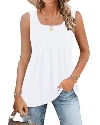 Produktbild: WNEEDU Tank Top Damen Oberteile Tunika Blusentop Weiß XL