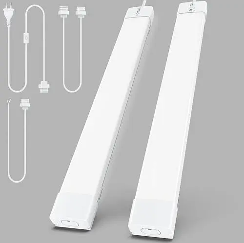 Produktbild: WNSNOU 2er Kellerlampe LED Werkstattlampe mit Stecker 120cm, Wannenleuchte 36W 4000LM, IP66 Wasserdichte Deckenleuchte Schuppen Lampe für Lichtleiste Leuchtröhre Lichtbalken Neonlampe, Kaltweiß 5000K