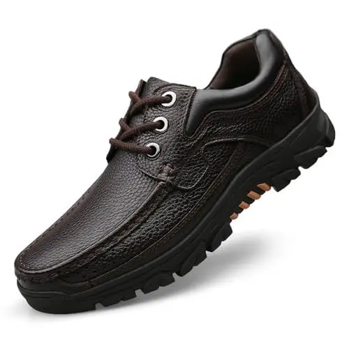 Produktbild: WNUKATO Herrenschuhe Schnürer Freizeitschuhe Bequeme Business Casual Lederschuhe Braun-3 41 EU