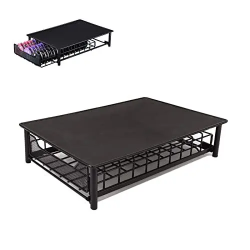 Produktbild: Wnvivi Kaffeepad-Aufbewahrungsschublade, Herausziehbarer Kaffeekapsel-Organizer-Halter, Kaffeepad-Aufbewahrungshalter für Arbeitsplatte, für 60 Pads(Schwarz)