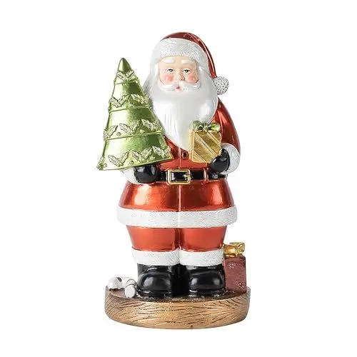 Produktbild: belupai Weihnachtsmann-Sammelfigur, 17,8 cm, Mini-Weihnachtsfigur, Stehend, Ornament, Weihnachtsmann-Figur aus Kunststoff für Weihnachtsparty, Zuhause, Bar, Tischdekoration (B)