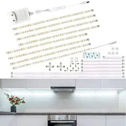 Produktbild: WOBANE Unterbauleuchte Küche LED,8 * 30cm LED Schrankbeleuchtung mit Lang verbinder,12V LED küchenbeleuchtung,LED Leiste Küche,für Schrank,Regale,Vitrinen,Kleiderschrank,144LEDs,6000K Kaltweiss