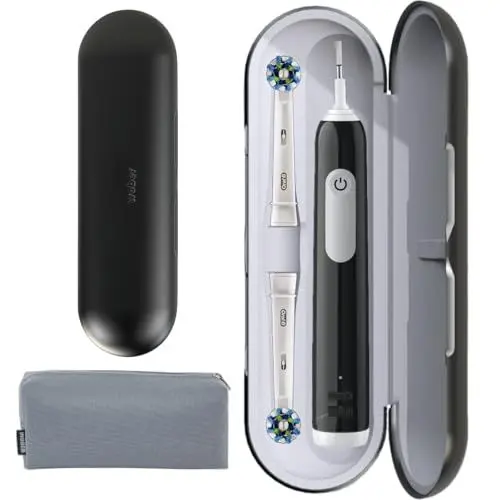 Produktbild: wober reiseetui elektrische zahnbürste für oral-b Vitality pro, zahnbürste reiseetui, zahnbürsten etui & zubehör, magnetische Abdeckung (Schwarz, mit Tasche)