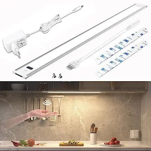 Produktbild: WOBSION LED Unterbauleuchte Küche Dimmbar mit Berührungsloser Sensor,42CM Neutralweiß Unterbau Lichtleiste für Unterschrank Beleuchtung,4000k Ultra Dünn Lampe für Küchenschrank und Werkbank,390 Lumen
