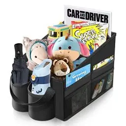 Produktbild: WOCVRYY Autositz Organizer Auto Zubehör Innenraum Frauen Kinder Rücksitz Beifahrersitz Organizer für Spielzeug, Bücher, Snacks mit Getränkehalter Gurtbefestigung