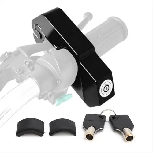 Produktbild: WODHMIEY Motorrad Bremsschloss, Motorrad Schloss Hohe Sicherheit Aluminiumlegierung Passend FüR MotorräDer, Mit Einem Lenkerdurchmesser Von Weniger Als 38mm(Schwarz)