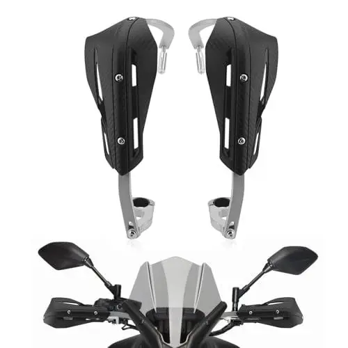 Produktbild: WODHMIEY Universeller Motorrad-Handschützer, Verstellbar, Aus Aluminiumlegierung&PP-Kunststoff, Stoßfest, Schützt Vor Regen, Staub&Schlamm,Silberner Griff