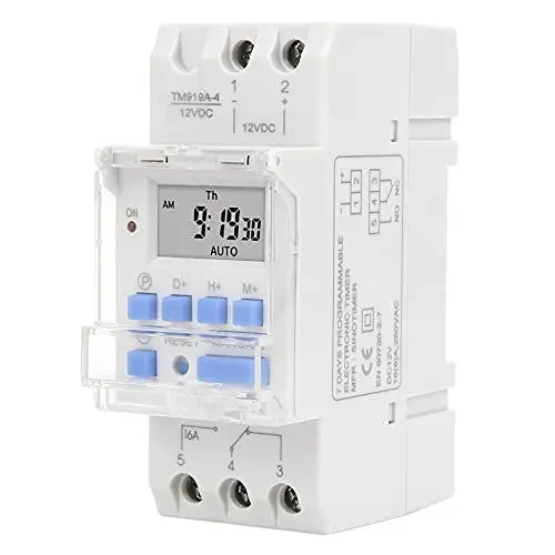Produktbild: Wöchentliche Digitale Zeitschaltuhr, 12V DC 16A Timer Zeitschaltuhr, zum Einbau in Schalttafeln mit LCD Display, 35mm DIN-Schiene