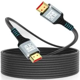 Produktbild: woednx HDMI Kable 3M 8K,Ultra High Speed HDMI Kabel 8K@60Hz 4K@120Hz 7680P,HDMI 2.1 Support HDR10 eARC 3D HDCP 2.2 & 2.3,Compatible with PS5/4 X-Box HDTV Blu-ray Player/Monitor/Laptop