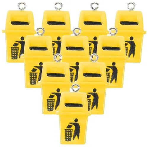 Produktbild: WOFASHPURET 10 Stück Mülleimer-Anhänger Schlüsselanhänger Ohrringe Müllklassifizierung Schlüsselhalter Schlüsselanhänger Schmuck Mülltonne Ohrringherstellung Anhänger für Schmuckherstellung