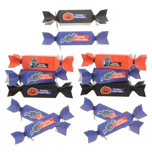 Produktbild: WOFASHPURET 12Er Boxen Halloween-Party-Box Aufbewahrungsboxen Keksdosen Süßigkeiten Fall Süßigkeitenschachteln für Halloween Handlich Partybedarf Süßigkeiten-Stand Verpackung Kind Geschenkbox
