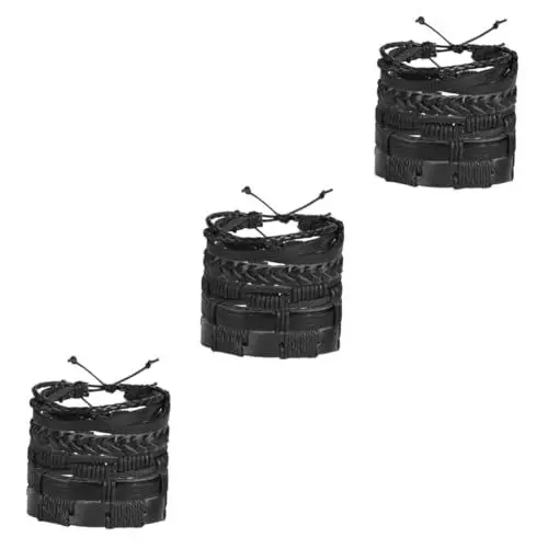 Produktbild: WOFASHPURET 15 Stk Lederarmband Gewebte Armbänder Handdekoration Verstellbares Armband Armbänder Für Männer Armband Für Männer Modische Manschette Herren Armband Kreuzen Schmuck Mann