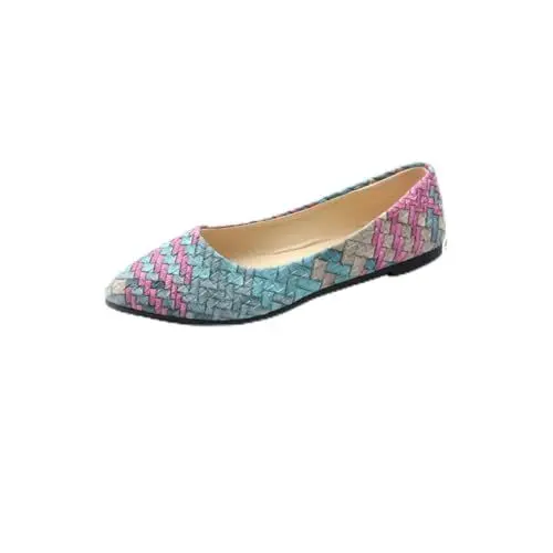 Produktbild: WOFASHPURET 1 Paar Flache Pumpen Frau Mit Flachen Schuhen High-Heel-Sandalen Für Damen Pantoletten Für Frauen Absätze Breite Flache Schuhe Geflochten Flache Schuhe Mit Zehenpartie