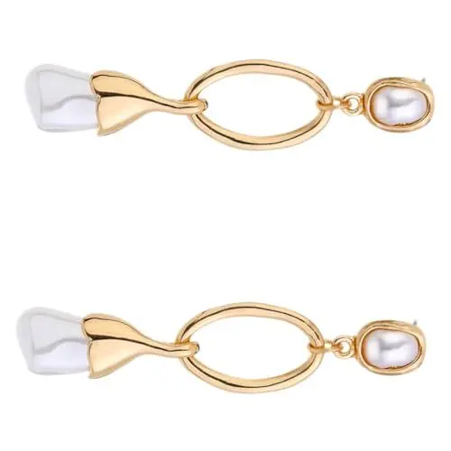 Produktbild: WOFASHPURET 1 Paar Frauen Ohrhänger kolczyki damskie quasten ohrringe goldohrringe gold earrings gold earings Damen Ohrringe Frauen Perlenohrring Perlenohrringe Mode Ohr baumeln Frau Ohrring