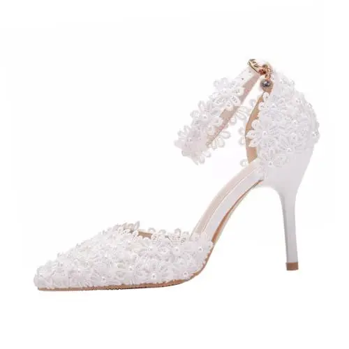 Produktbild: WOFASHPURET 1 Paar Hochzeitsschuhe Spitze Hochzeits Niedrigabsätze Für Damen Elegante Brautsandalen Spitzenabsätze Transparente Pumps Für Damen Absatzsandalen Alias ​​De para Mujer