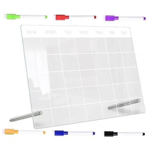 Produktbild: WOFASHPURET 1satz Acryl Memo Board Transparent Schreibtafel Mit Stift Werbenadeln Whiteboard-markern Für Büro Küche Party Mehr Abwischbar Und Langlebig Zum Beschriften Und Notizen