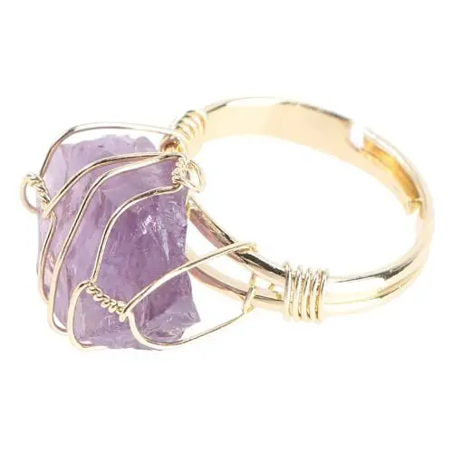 Produktbild: WOFASHPURET Handgefertigter Natürlicher Kristallstein Verstellbarer Schmuck für Männer und Frauen Modische Kreative Fingerringe Angenehm Zu Tragen