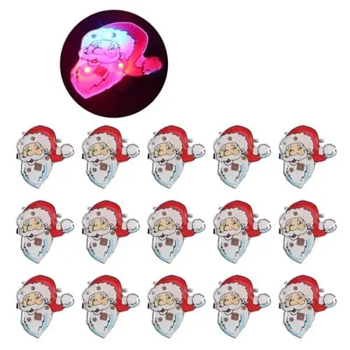 Produktbild: WOFASHPURET 25 Stück Weihnachten Pin, Weihnachten, Weihnachts- Weihnachtsmann-Abzeichen, Leuchten Weihnachten Broschen, Weihnachtsmann Pin für Kinder Partei Bevorzugungen