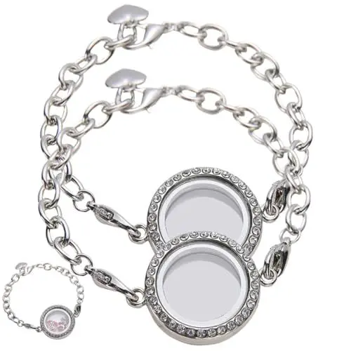 Produktbild: WOFASHPURET 2st Diamant-armband Foto Medaillon Armband Frauen Handgelenkschmuck Armreifen Für Mädchen Armband Für Jugendliche Mädchen Armbänder Für Mädchen Damenarmband Handdekor Legierung