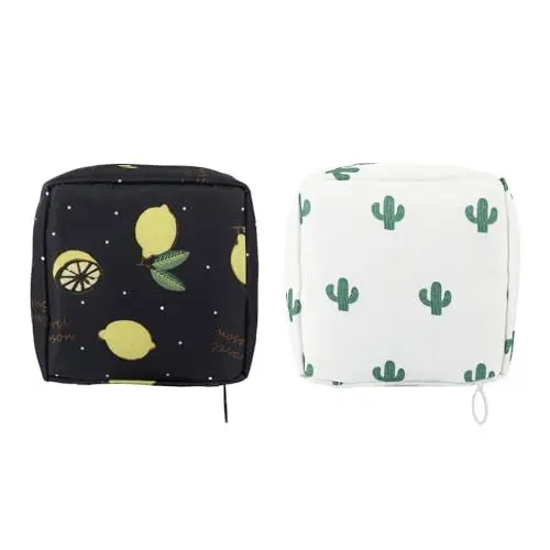 Produktbild: WOFASHPURET 2stücke Tragbare Kosmetiktaschen Wasserfeste Aufbewahrung Für Hygieneartikel Elegante Damen Binden Und Make-up-tasche Beige Und Schwarz Für Schule Und Reisen