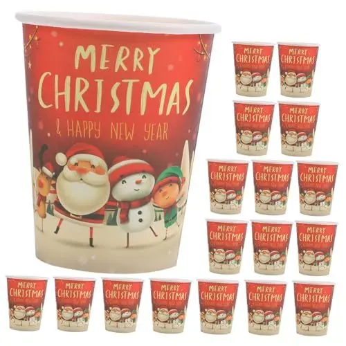 Produktbild: WOFASHPURET 32St -Weihnachtstrinkgeschirr Einweg-Kaffeebecher Pappbecher Weihnachts-Einweg-Kaffeetassen - praktische Mehrzweck Partybedarf Weihnachtstasse
