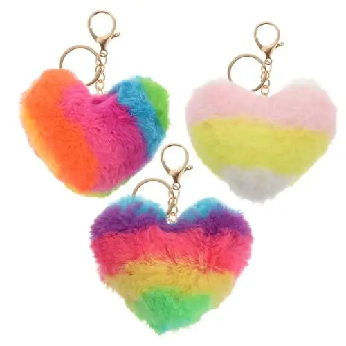 Produktbild: WOFASHPURET 3 Stück Regenbogen Plüsch Anhänger Regenbogen Schlüsselanhänger Plüsch Pfirsich Herz Schlüsselanhänger Plüsch Pfirsich Herz Schlüsselanhänger Regenbogen Schlüsselanhänger