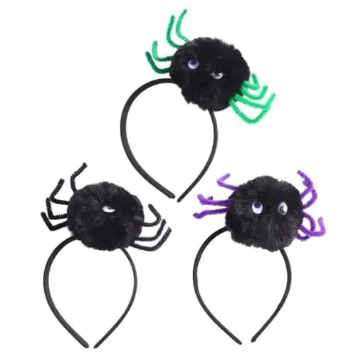 Produktbild: WOFASHPURET 3 Stück Spinnen Stirnband Halloween Kopfschmuck Halloween Haar Spinnen Haarreifen Plüsch Haarreifen Spinnen Kopfschmuck Haar Accessoires