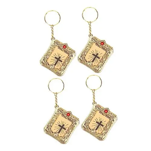 Produktbild: WOFASHPURET 4 Stück Schlüsselanhänger Religiöse Taschenanhänger Kinder Geldbörsen Schlüsselringe Dekorationen Für Die Babyparty Miniatur Persönlichkeit Bibel Metallknopf Fräulein