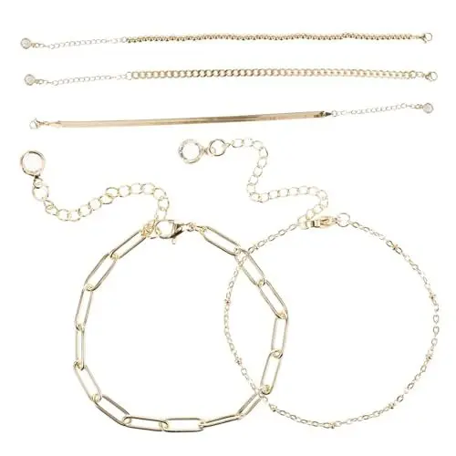 Produktbild: WOFASHPURET 5stücke Teiliges Set Verstellbare Titanstahl Armbänder Für Damen Schmuckstücke Für Geeignet Für Alltag Und Besondere Veranstaltungen