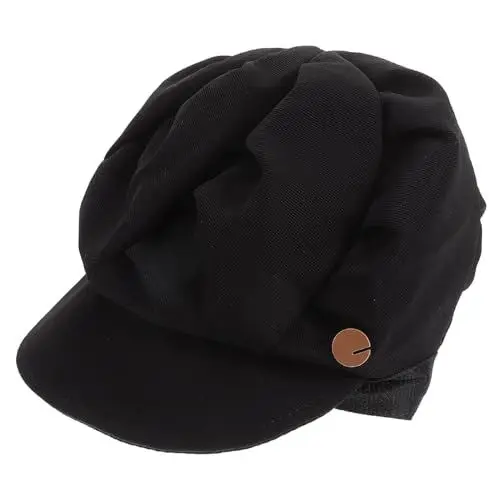 Produktbild: WOFASHPURET Achteckige Kappen Stilvolle Warme Mütze Für Damen Baskenmütze Mit Wolkigem Design Modische Kappe Mit Weicher Krempe Must-have Für Einzelpersonen Schwarz