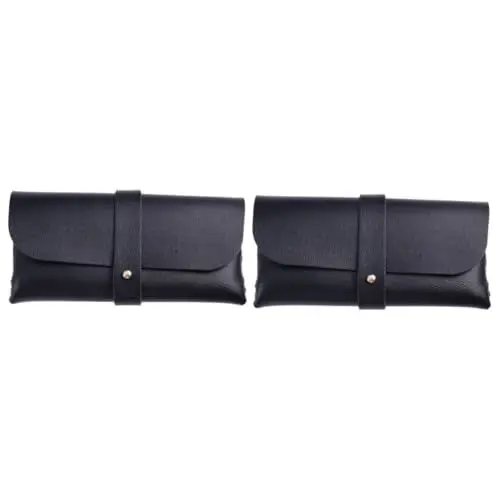 Produktbild: WOFASHPURET 2 Stück Brillenetuis Aus Pvc-leder Schutzhülle Tasche Für Brillen Schwarz Für Reisen Oder Den Täglichen Gebrauch Brillenhalter Schnalle