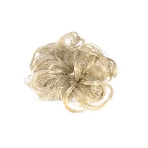 Produktbild: WOFASHPURET Chaotisch Lockige Echthaarperücke Welle Perücke Brötchen Kostümhaarperücken Verlängerung Echthaarclip in Extensions Lockig Gewellt Scrunchy Fräulein Stirnband Mode