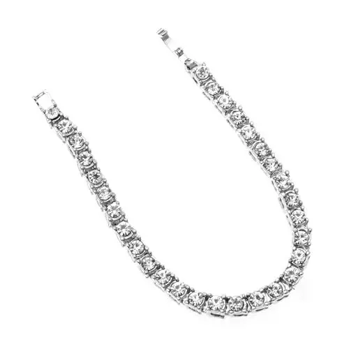 Produktbild: WOFASHPURET Hip-hop-strassarmband Herren Kette Zappeln Stolz Männer Perlen Fußkettchen Uhrenarmbänder Strass-armband Diamant-mann-armband Elegantes Diamantarmband Legierung Strass Silver