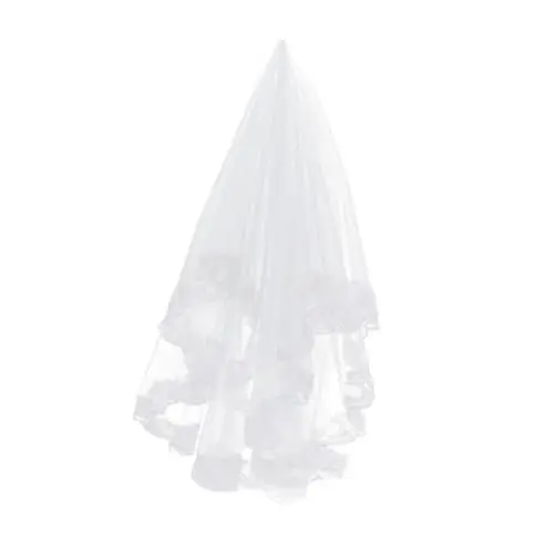 Produktbild: WOFASHPURET Hochzeitsschleier weiß Hochzeitsjacken für die Braut Weißer Schleier zur Erstkommunion wedding season hochzeitsmode Hochzeitskleid weiß kurze brautkleider Braut Hochzeitsschleier