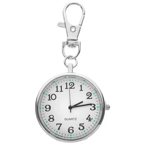 Produktbild: WOFASHPURET Krankenschwester Uhr, Digitaluhr Schwesternuhr, Schwesternuhr mit Clip, Taschenuhr schlüsselanhänger, Hängend Weißer Stahl Brustuhr Aufzeichnungsformular Student Anschauen