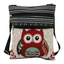 Produktbild: WOFASHPURET Umhängetaschen Damen Umhängetaschen Für Damen Tasche Aus Segeltuch Mit Eule Damen Segeltuchtasche Umhängetasche Für Damen Böhmische Tasche Einstellbar Fräulein Reißverschlusstasche