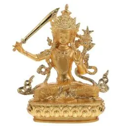 Produktbild: Wohnkultur Manjushri Buddha Figur Sitzender Buddha Figur Skulptur Feng Shui Statue für Altar Ritualen Tempel Tischdeko Buddhistisches Dekoration Ornament Zubehr Gold