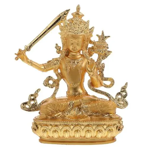 Produktbild: Wohnkultur Manjushri Buddha Figur Sitzender Buddha Figur Skulptur Feng Shui Statue für Altar Ritualen Tempel Tischdeko Buddhistisches Dekoration Ornament Zubehr Gold