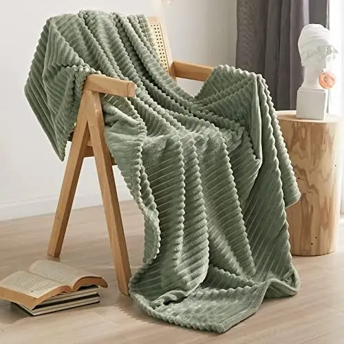 Produktbild: Wohn-Kuscheldecken, 150x200cm weiche & warme Decken Sofa, Olivgrün Fleecedecke für Couch Wohndecke flauschig als Sofadecke Couchdecke Kuschel Decke
