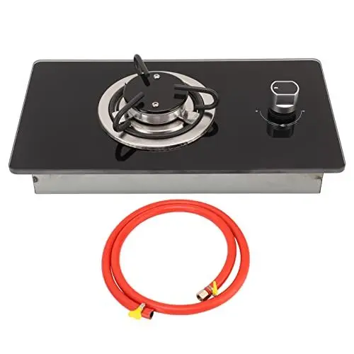 Produktbild: Wohnmobil-Gasherd, KIMISS 365 X 200 Mm, Eingebauter Wohnmobil-Kochfeld, 1 Brenner, 1,8 KW Leistung, Stufenlos Einstellbar, Feuerfest, Gehärtetes Glas für Yacht-Caravan
