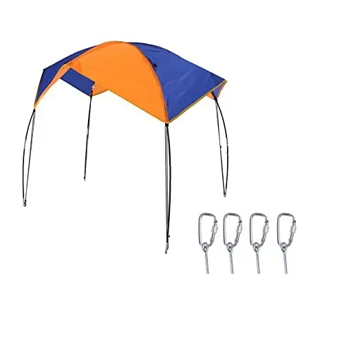 Produktbild: WOHPNLE Bootsüberdachung, Polyester-PU-Beschichtung, Bootsschirme, Baldachin, Glasfaserstange, Boots-Sonnenschutz, Aufblasbares Bootszelt, Angelzelt, Sonnenschutz Für Den Außenbereich(4 Persons)