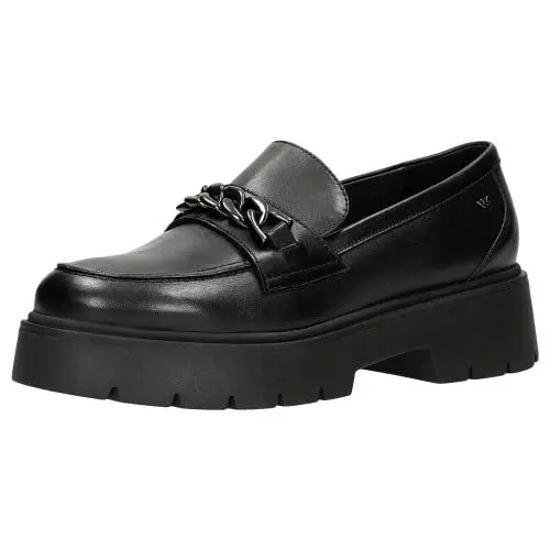 Produktbild: WOJAS - Damen-Mokassins | Dicke Sohle | Naturleder | Dekorative Kette | Elegant und Ganzjährig | 46112-51 - Schwarz, Größe 41