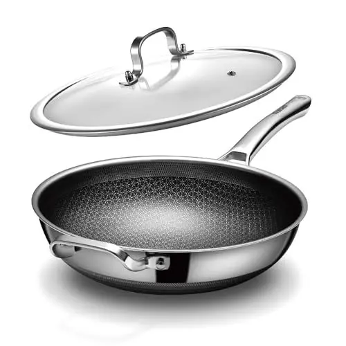 Produktbild: Wokpfanne,30 cm Antihaft edelstahl Wokpfanne induktion, PFOA-freies edelstahl pfanne, wokpfanne induktion mit deckel,Backofenfest Spülmaschinen, geeignet für Induktion, Keramik und Gasherde